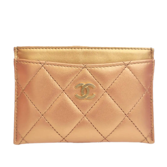 Chanel CC Quilted Metallic Lambskin Card Holder