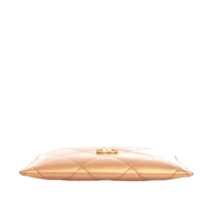 Chanel CC Quilted Metallic Lambskin Card Holder