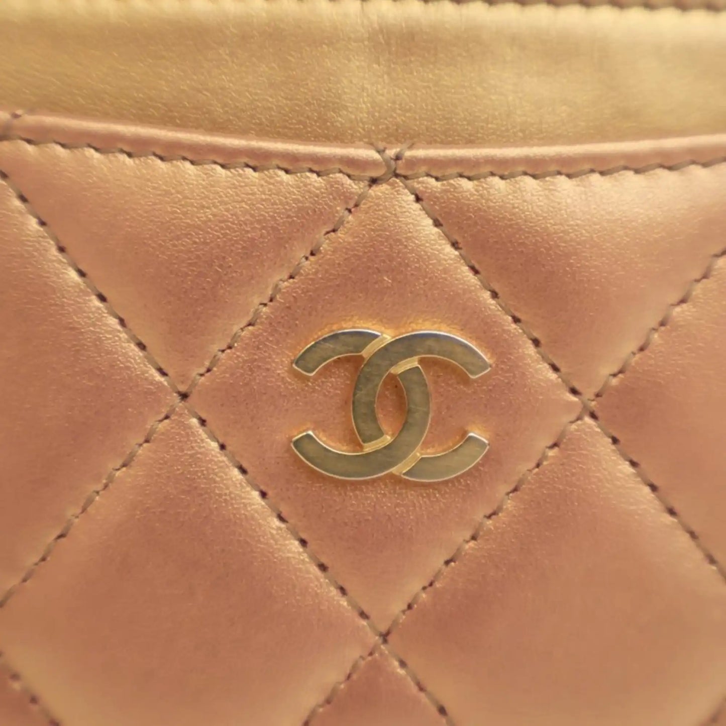 Chanel CC Quilted Metallic Lambskin Card Holder