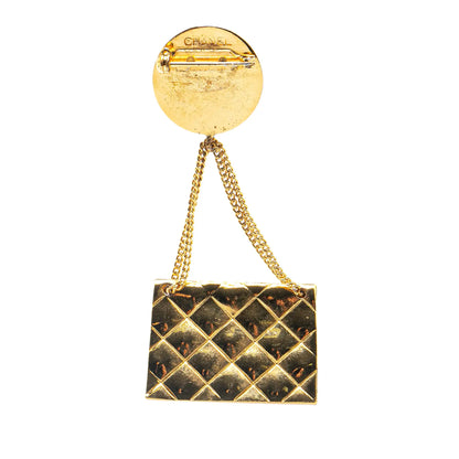 Chanel Gold Plated CC Quilted Flap Bag Brooch