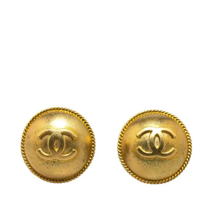 Chanel Gold Plated Round Clip On Earrings