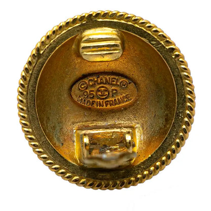 Chanel Gold Plated Round Clip On Earrings