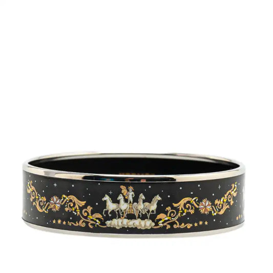 Hermès Wide Enamel Printed Horse Motif Bracelet