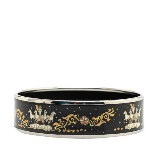 Hermès Wide Enamel Printed Horse Motif Bracelet