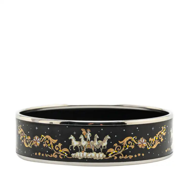 Hermès Wide Enamel Printed Horse Motif Bracelet