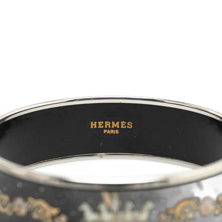 Hermès Wide Enamel Printed Horse Motif Bracelet
