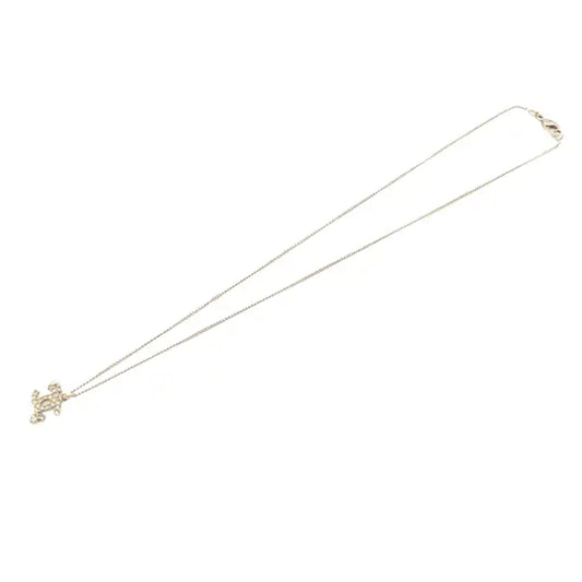 Chanel Gold Plated CC Rhinestones Pendant Necklace