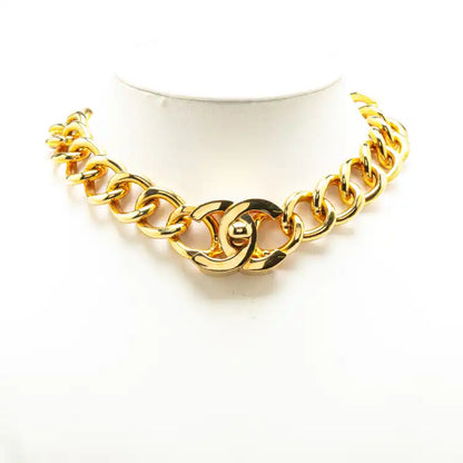 Chanel Gold Plated CC Turn Lock Choker Necklace