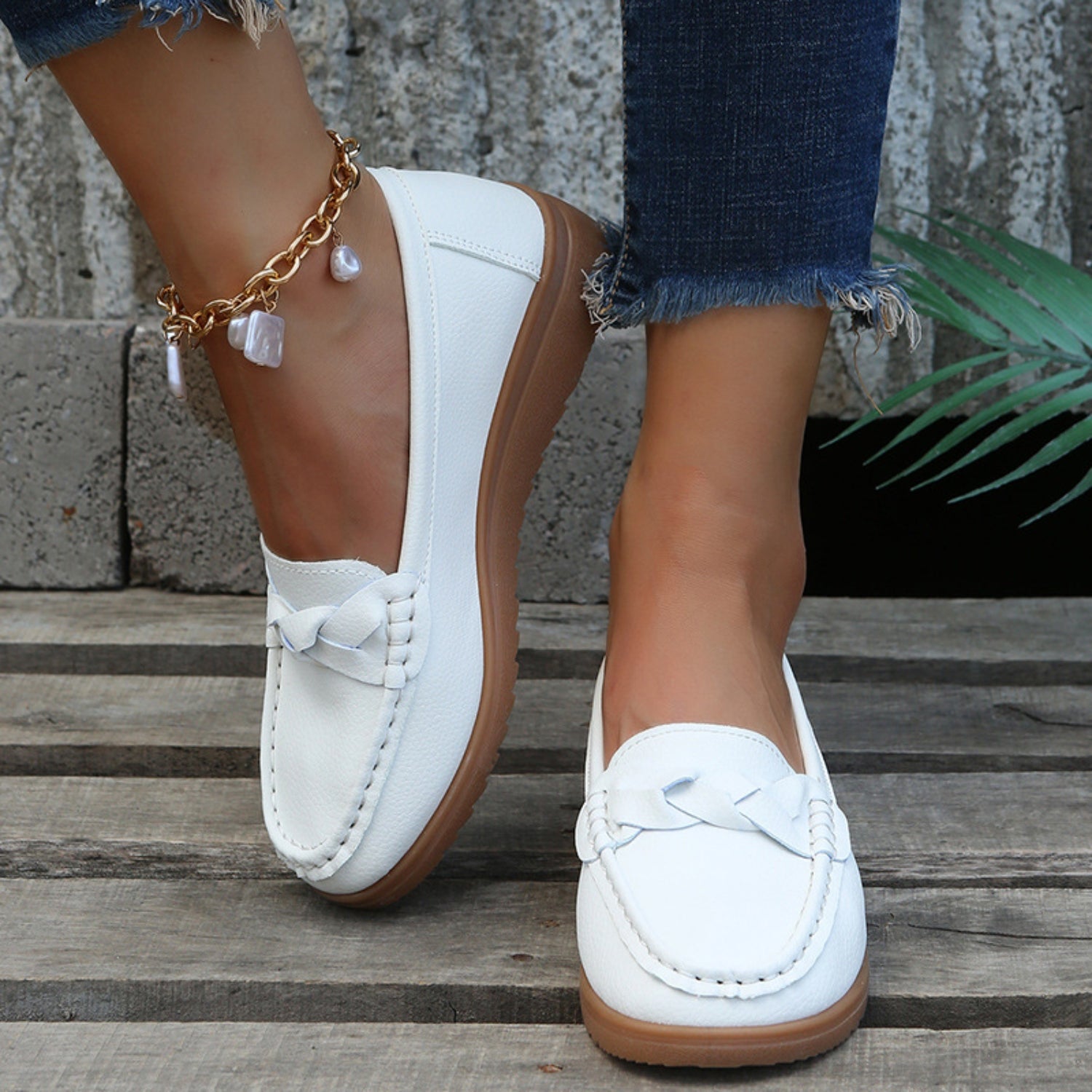 She Wears Glory™ — Divine Weave Wedge Heeled Loafers - She Wears Glory Beverly Hills