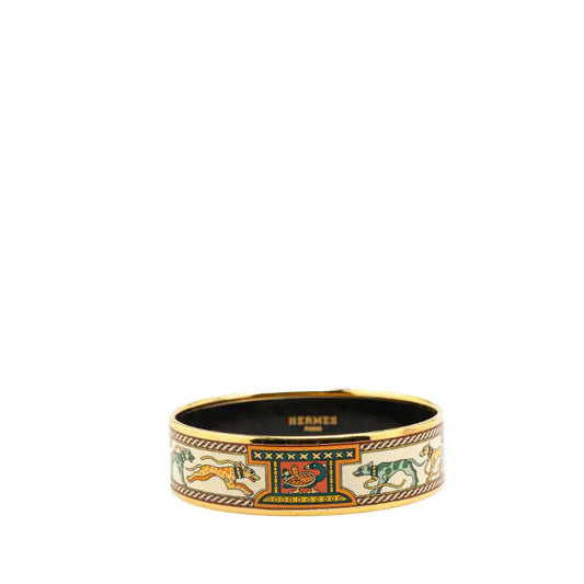 Hermès Wide Greyhound Enamel Bangle 62