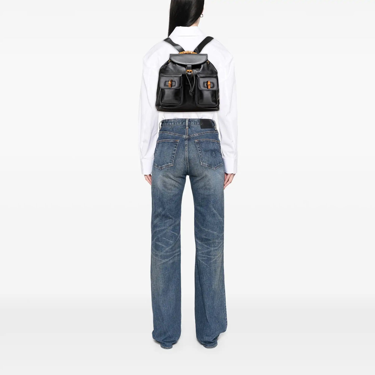 Gucci Calfskin Bamboo Drawstring Backpack