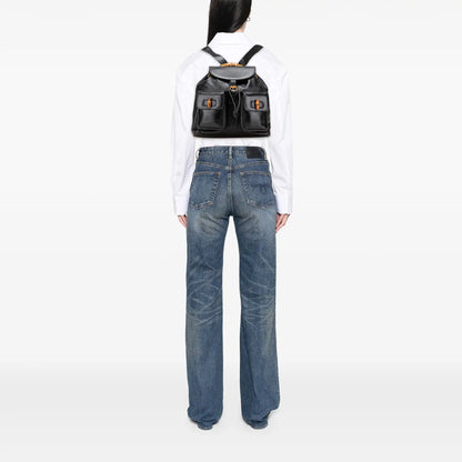 Gucci Calfskin Bamboo Drawstring Backpack