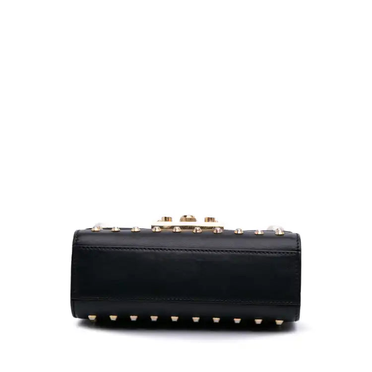 Gucci Small Pearl Studded Leather Padlock Crossbody