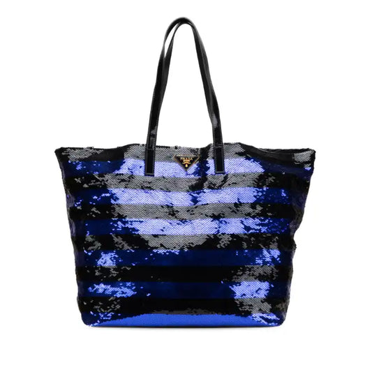 Prada Sequined Satin Stripes Tote