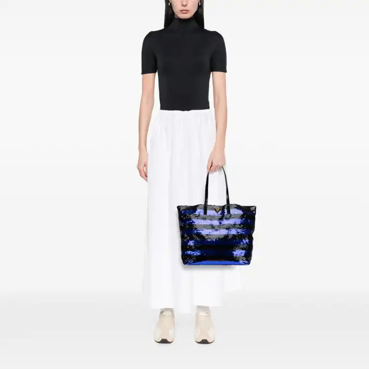 Prada Sequined Satin Stripes Tote