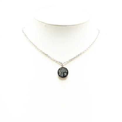 Chanel Silver Plated CC Resin and Rhinestone Pendant Necklace