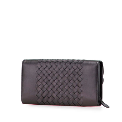 Bottega Veneta Nappa Intrecciato Grommet Scalloped Edge Long Wallet
