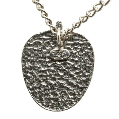 Chanel Silver Plated Enamel CC Strawberry Charm Pendant Necklace