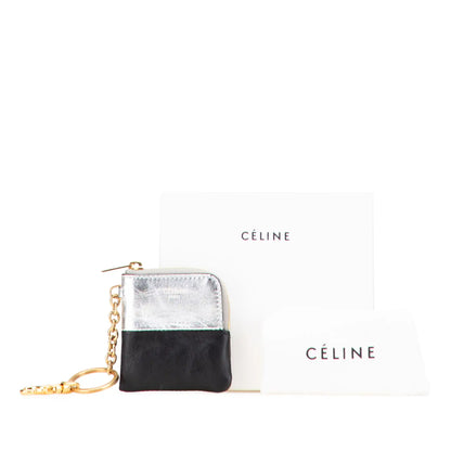 Celine Bicolor Leather Key Ring Coin Pouch