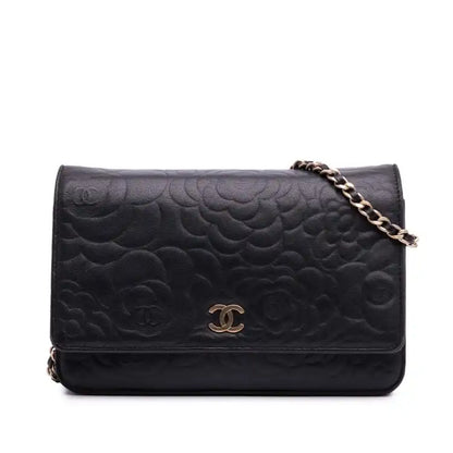 Chanel Camellia Embossed Lambskin Wallet On Chain