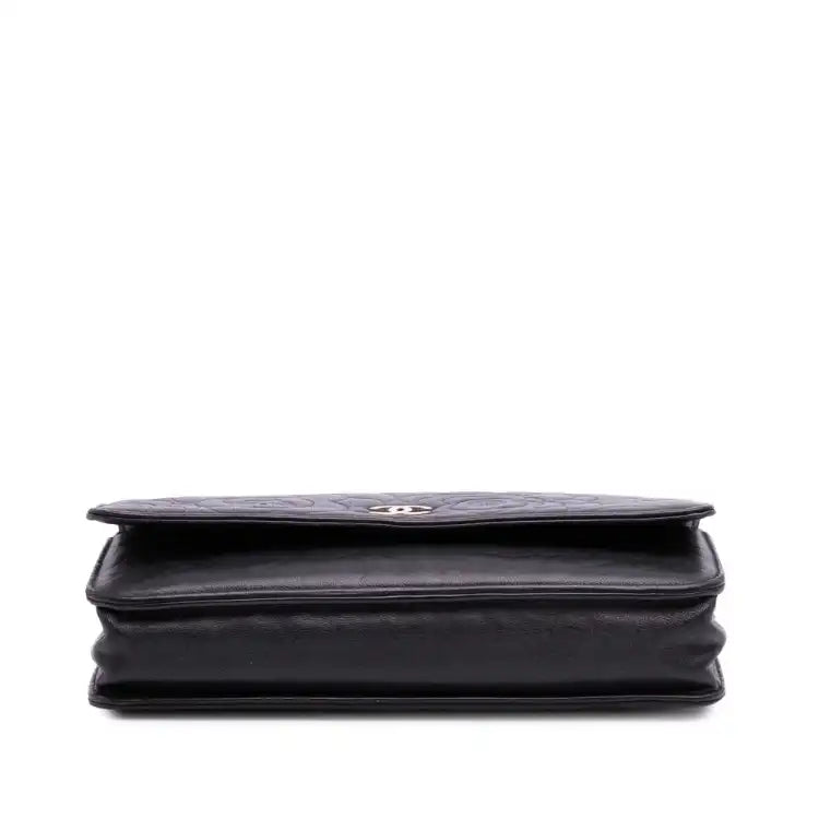 Chanel Camellia Embossed Lambskin Wallet On Chain