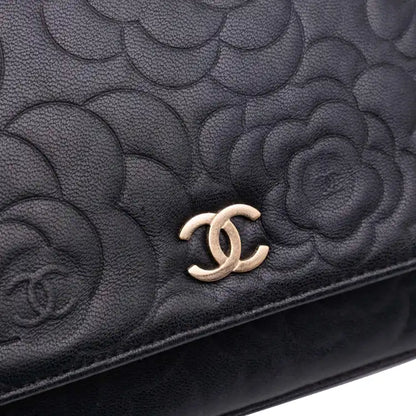 Chanel Camellia Embossed Lambskin Wallet On Chain