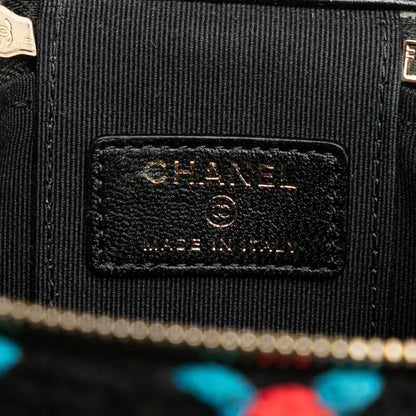 Chanel Mini Multicolor Tweed CC Pearl Crush Vanity Case with Chain