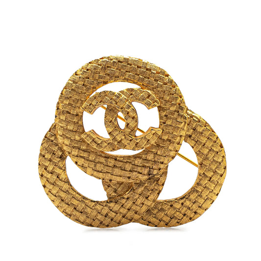 Chanel Gold Plated CC Triple Circle Brooch