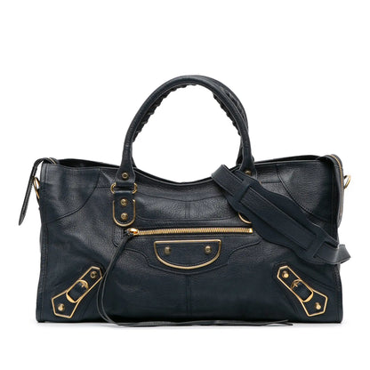 Balenciaga Goatskin Motocross Classic Metallic Edge Part Time Satchel
