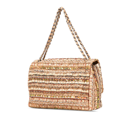 Chanel Jumbo Classic Iridescent Ribbon and Tweed Single Flap