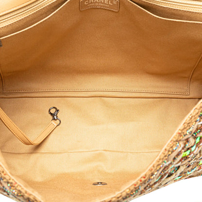 Chanel Jumbo Classic Iridescent Ribbon and Tweed Single Flap