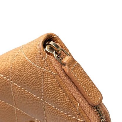 Chanel CC Quilted Caviar Zip Around Coin Purse