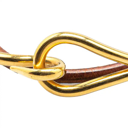 Hermès Gold Plated and Leather Jumbo Hook Double Tour Bracelet