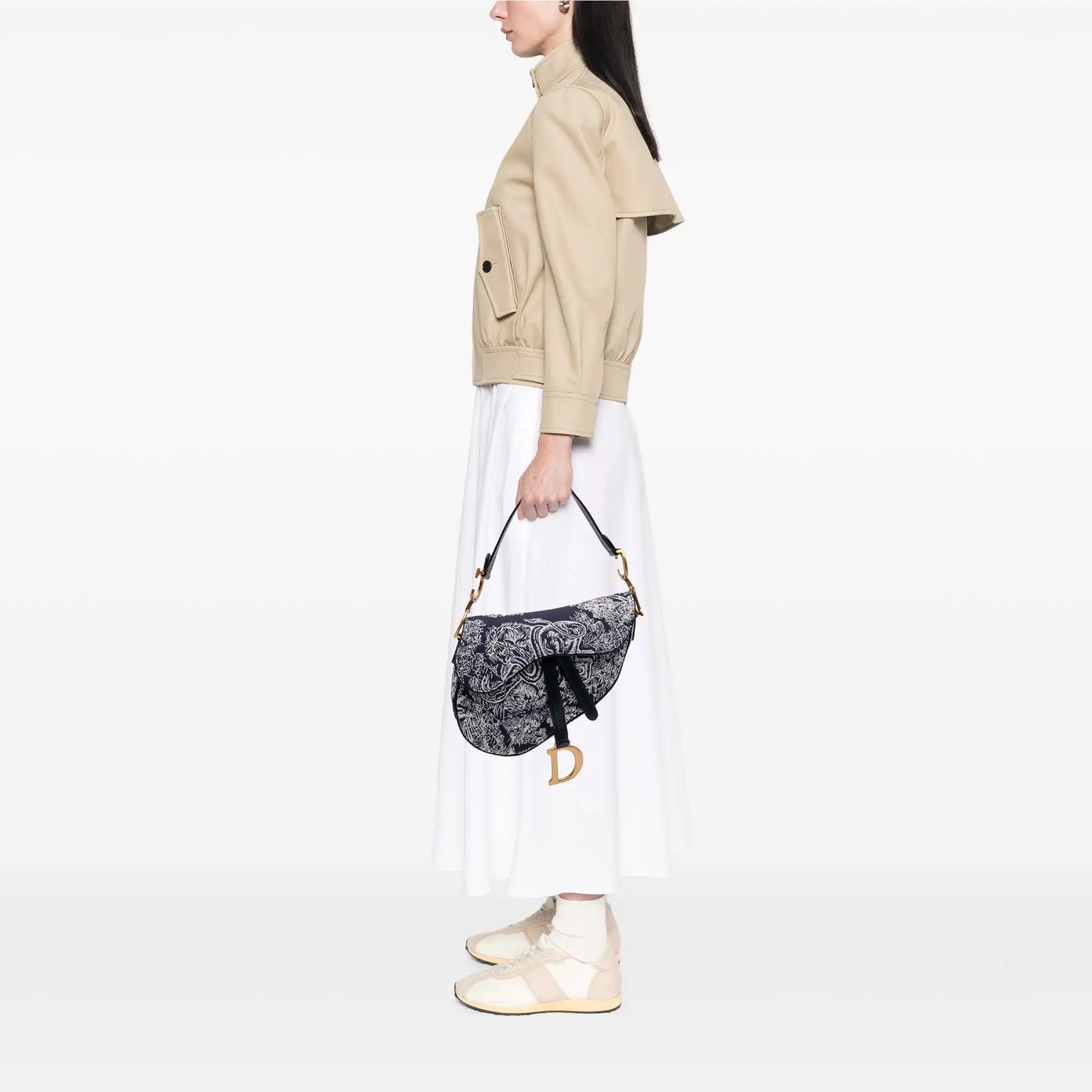 Dior Canvas Reverse Embroidered Toile De Jouy Saddle Bag