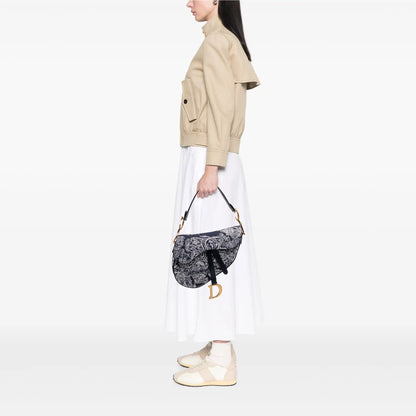 Dior Canvas Reverse Embroidered Toile De Jouy Saddle Bag