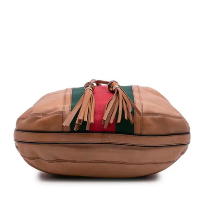 Gucci Leather Web Rania Drawstring Hobo Bag