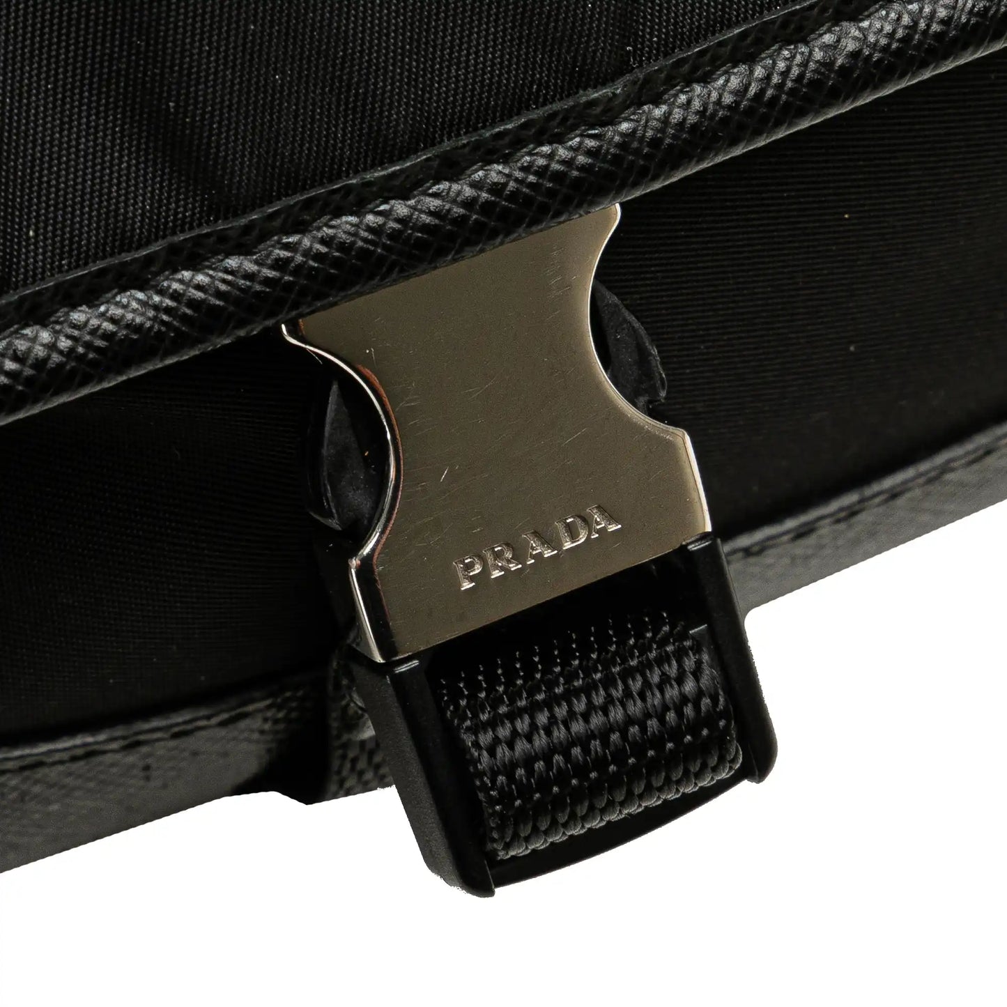 Prada Saffiano Trimmed Tessuto Belt Bag