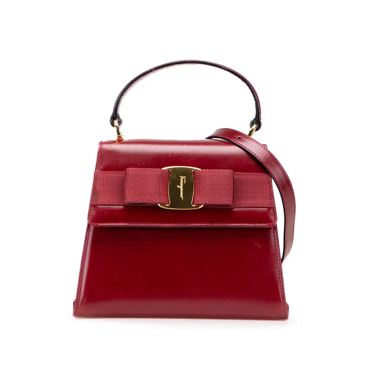 Ferragamo Leather Vara Bow Satchel