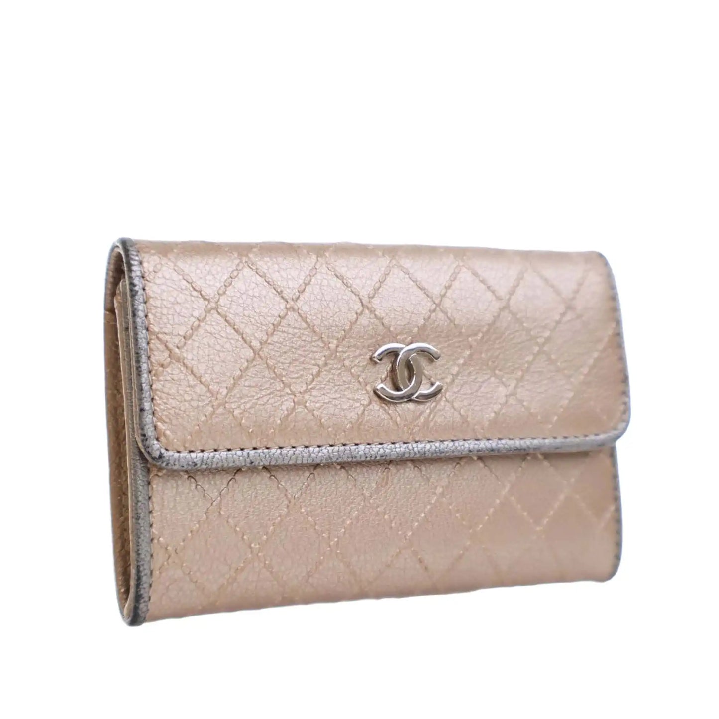 Chanel Metallic Calfskin Diamond Stitch Card Holder