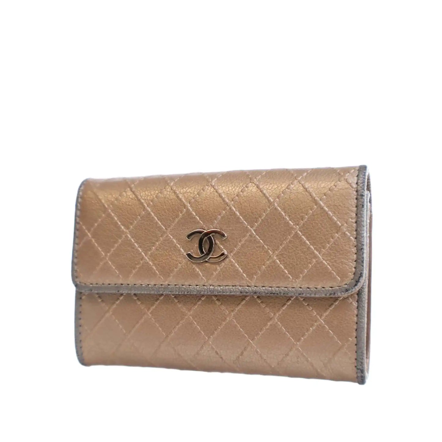 Chanel Metallic Calfskin Diamond Stitch Card Holder