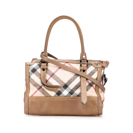 Burberry Embossed Supernova Check Coated Canvas Satchel