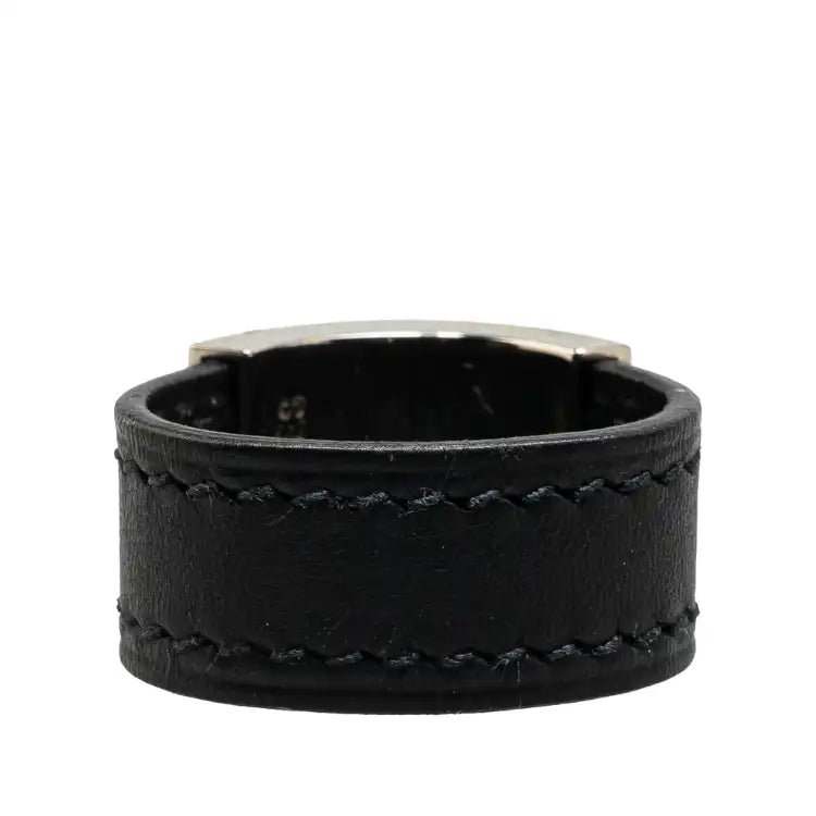 Hermès Leather and Palladium Plated Collier de Chien Ring