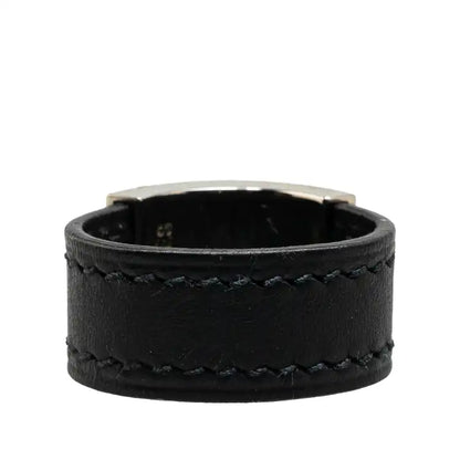 Hermès Leather and Palladium Plated Collier de Chien Ring