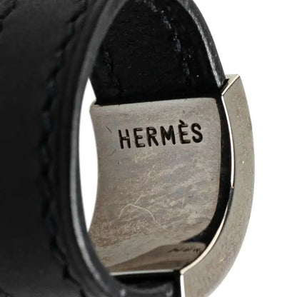 Hermès Leather and Palladium Plated Collier de Chien Ring