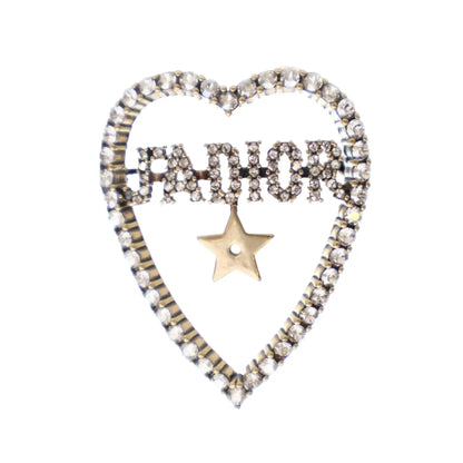 Dior Gold Plated Crystal JAdior Heart Brooch