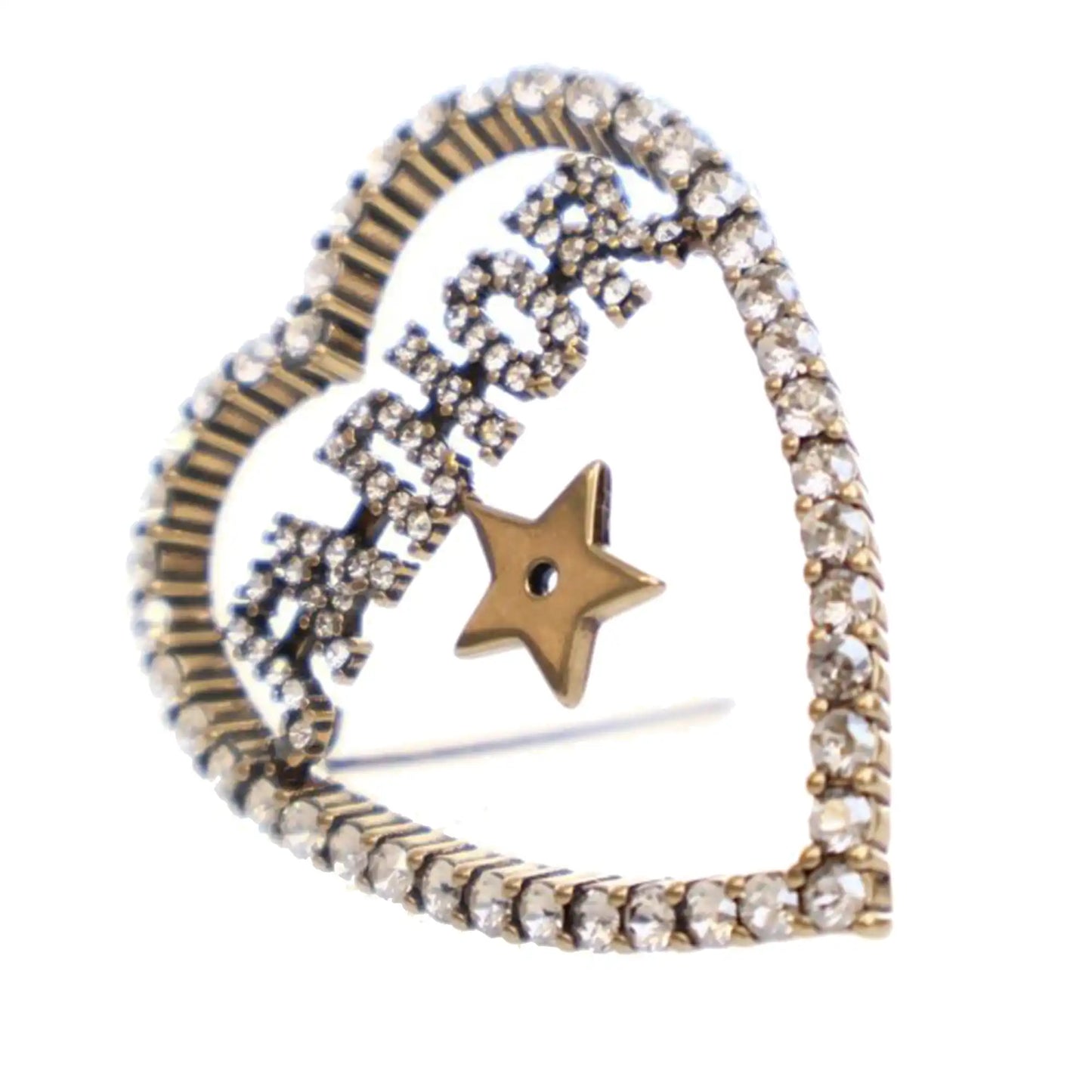 Dior Gold Plated Crystal JAdior Heart Brooch