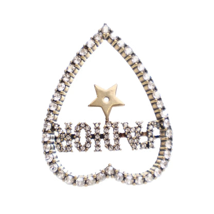 Dior Gold Plated Crystal JAdior Heart Brooch