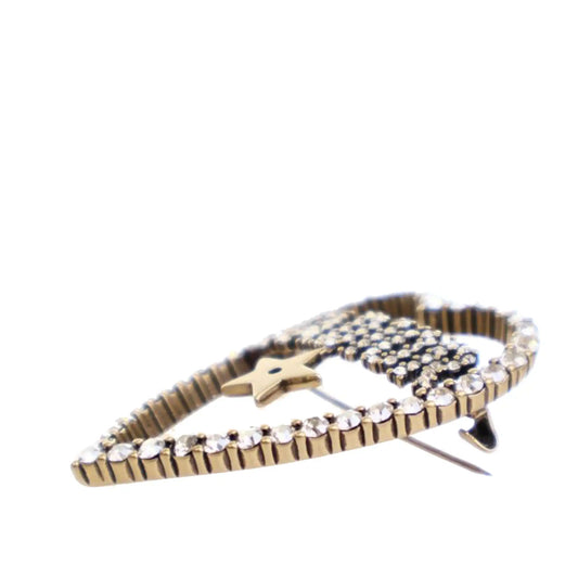 Dior Gold Plated Crystal JAdior Heart Brooch