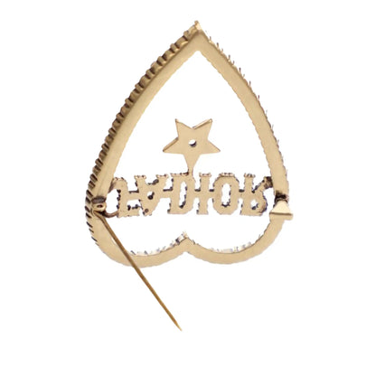 Dior Gold Plated Crystal JAdior Heart Brooch