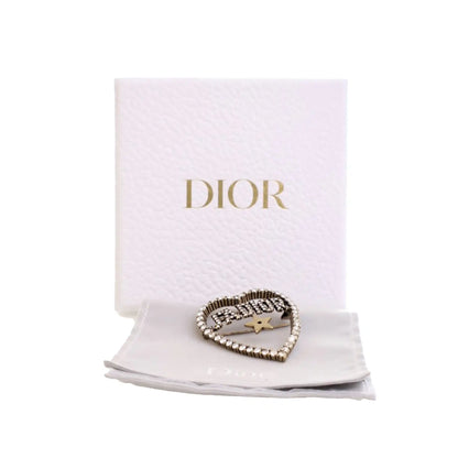Dior Gold Plated Crystal JAdior Heart Brooch